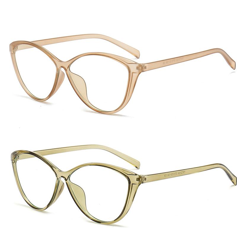 Fashion 2PCS Fashion Ins Stylish Plain Glasses for Women Ladies Cat Eye Optical Spectacle Eyeglasses Unisex Men Retro Anti-blue Glasses
