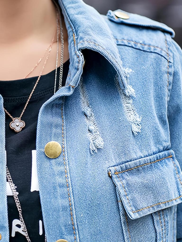 Printed Vintage Retro Denim Jacket