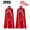Adults Children Christmas Red Velvet Cloak Cape Costume Party Performance Cosplay Outfit Holiday Festival Celebration Attire