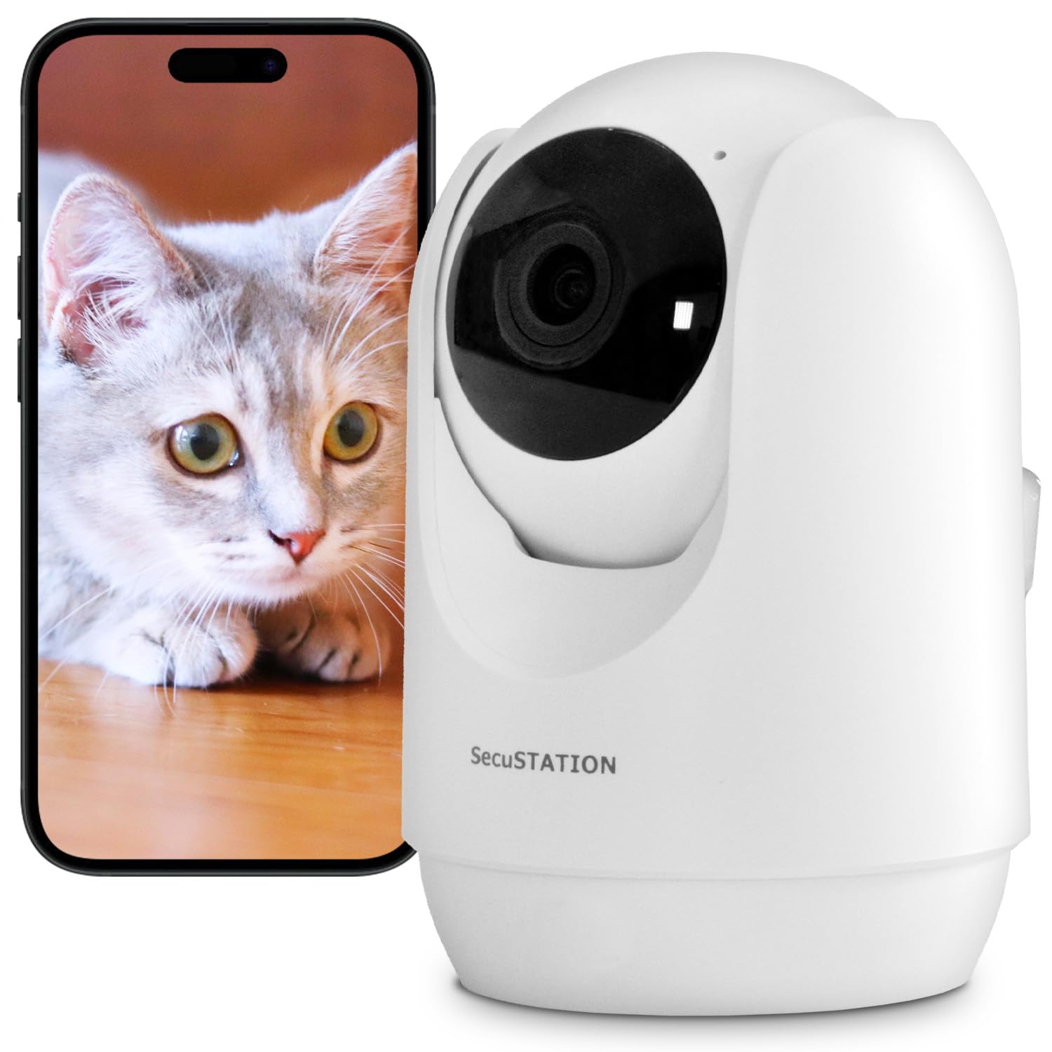 

SecuSTATION Camera Maru M Thermometer Indoor Pet Surveillance Camera with Temperature Sensor 3 Megapixels Audio Baby Monitor Security Wireless білий