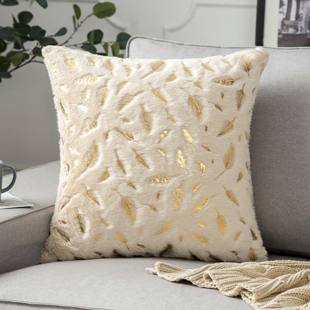 Plush Golden Fur Cushion Cover White 43x43 Decorative Pillow Cover for Sofa Home Decor Pillow Case Gray Black Fur Cushion Cover