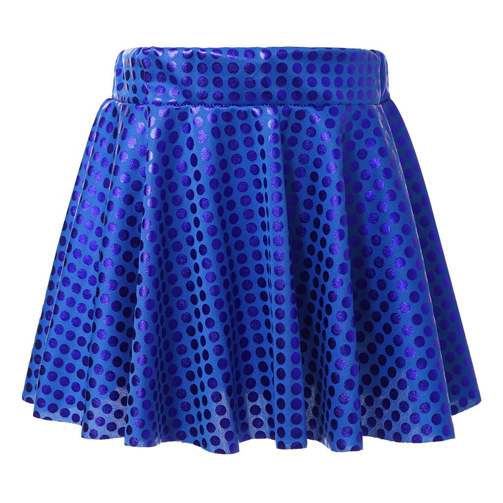 Girls Festivals Dance Skirt: Elastic Waistband Sparkling Dot Mini Swing Skirt for Skating Stage Performance