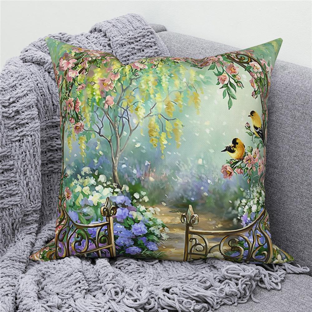 Throw Pillow Cover Home Decor Sofa Decorative   Garden Flower Farmhouse Cushion