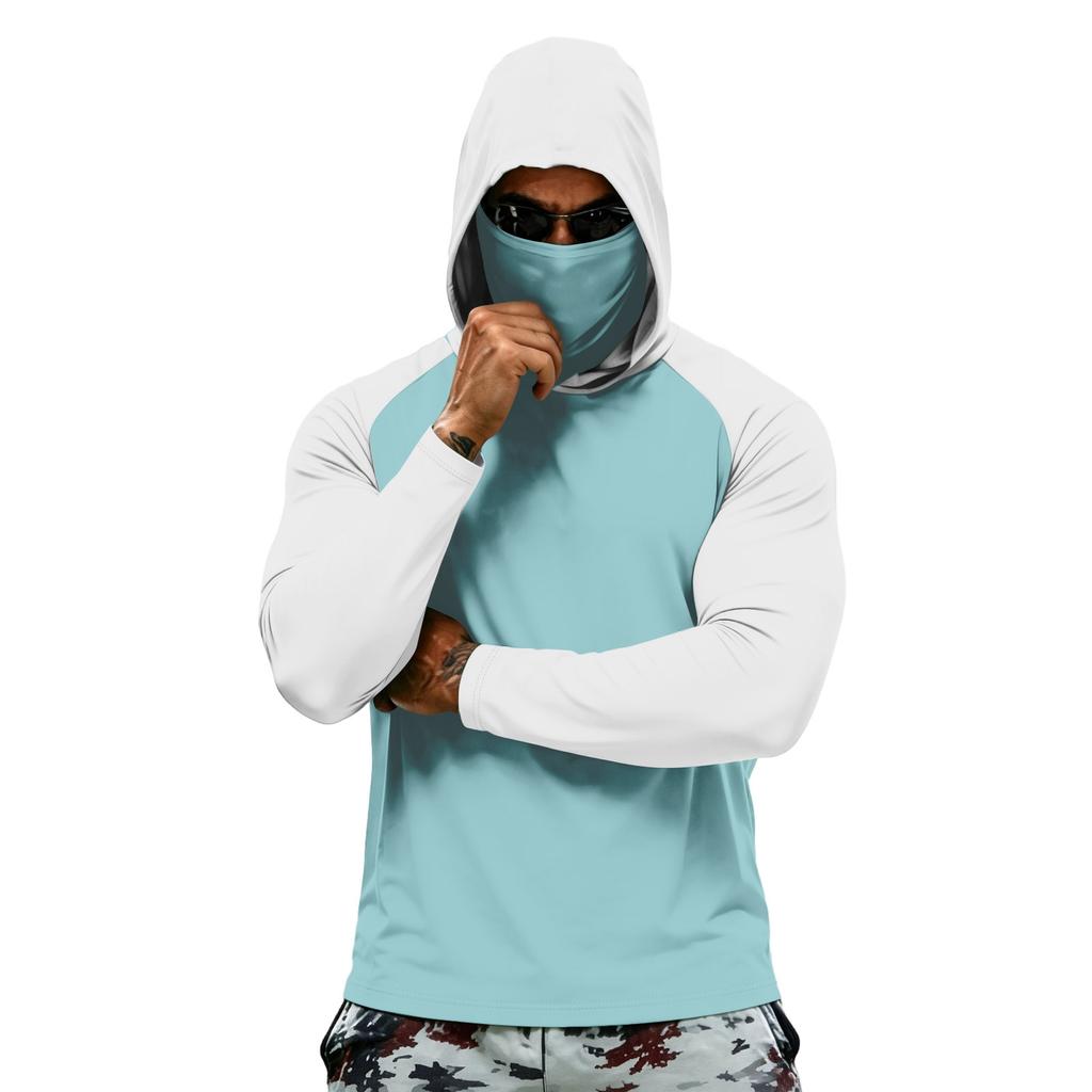 Men's Athletic Hoodies Long Sleeve Fishing Shirts for Men Men's Dry Fit Long Sleeve Active Hoodie Sun Fishing Hoodie with Face