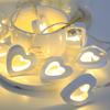 1.5m Wooden String Light Led Lights Battery Operated Fairy Birthday Decoration Decorative Heart Shape White Outdoor Party Indoor