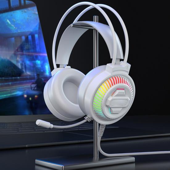 PSH-400 Wired Headphone Luminous Noise Reduction 3.5mm USB HiFi Stereo Gaming Headset with Microphone for Desktop