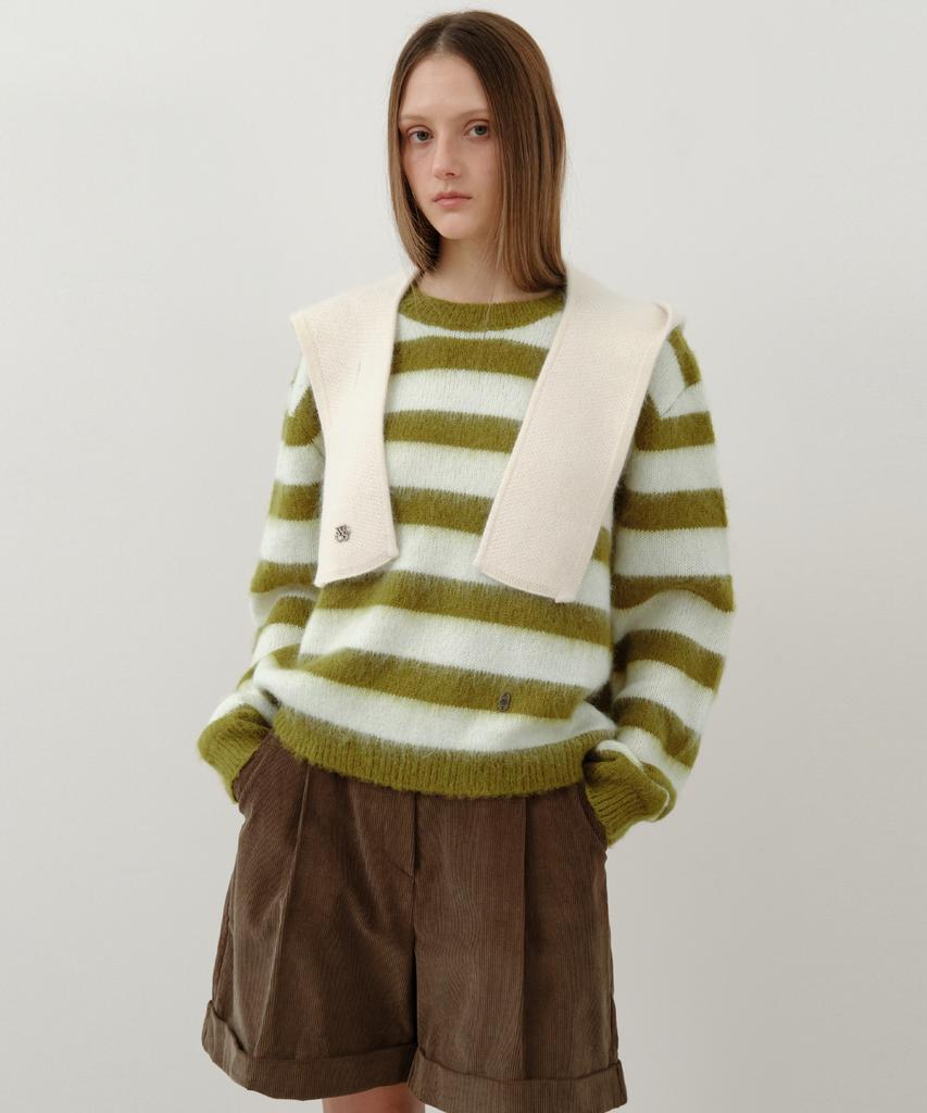 Wednesday Oasis For Woman British Hairy Wool Stripe Knit_Olive(Wc25-Kn70)