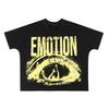T-shirt Oversize Estiva Unisex "Mixed Emotion" con Stampa Occhi Vintage Lavata Streetwear Cotone Manica Corta