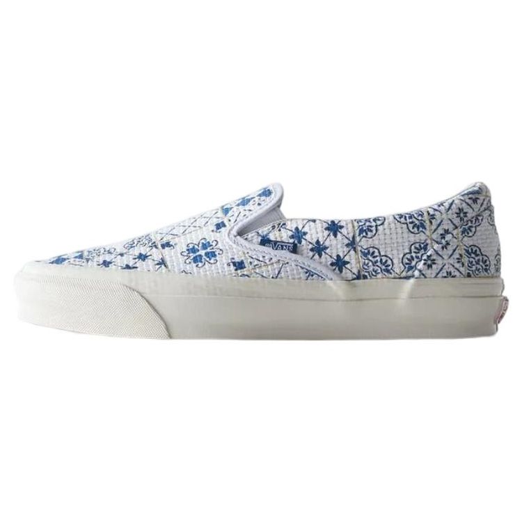 Kith X Vans OG Classic Slip-On LX Azulejo Tile Unisex Sneakers White VN0A32QNWHT