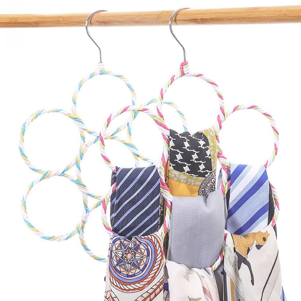 1Pcs Foldable Scarf Hanger 6/9/12/16/20/28 Ring Tie Belt Hook Organizer  Wardrobe Storage Holder