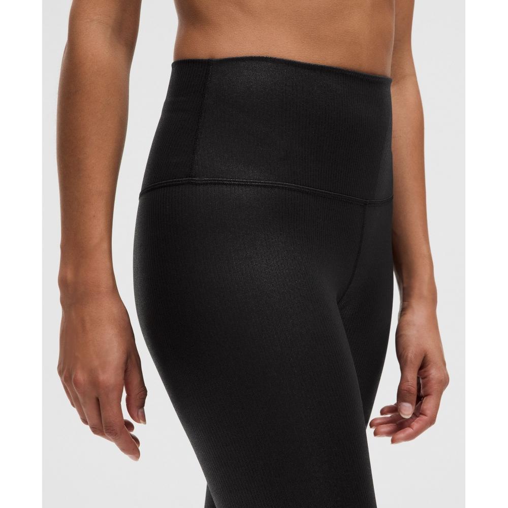 Lululemon Align  High Rise Ribbed Crop 23   Shine Radiate Foil Print Black