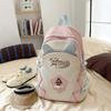 Contrast Color Backpack Women's College Style Lightweight Backpack Cartoon Student Schoolbag