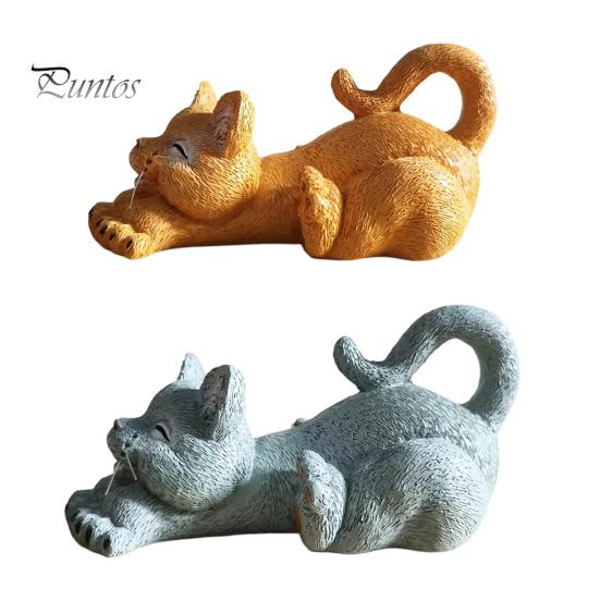 Decorative Resin Figurine for Coffee Shop Stretching Kitten Figurine, Cat Statue, Cute Animal Ornament, Sculpture Office Compact Desktop Decoration