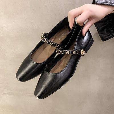 2026 New Women's Low-heeled Single Shoes with Fashionable One-shoulder Buckle Design Sexy Square Head Toe and Comfortable Shoes