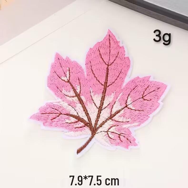 Maple Leaf Computer Embroidery Patch for Jackets - Self-Adhesive Textile Sticker Accessory