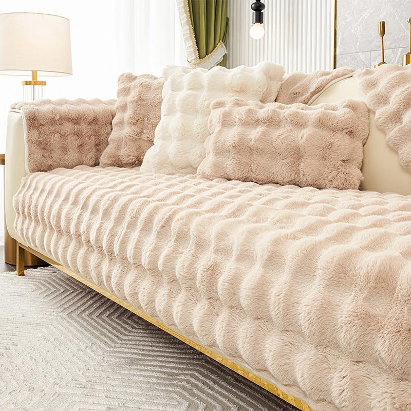 

Sofa Cushion Winter Plush Thickened Warm Non-Slip Seat Cushion New Fluffy Sofa Cover Cover Cloth Towel 70*70cm