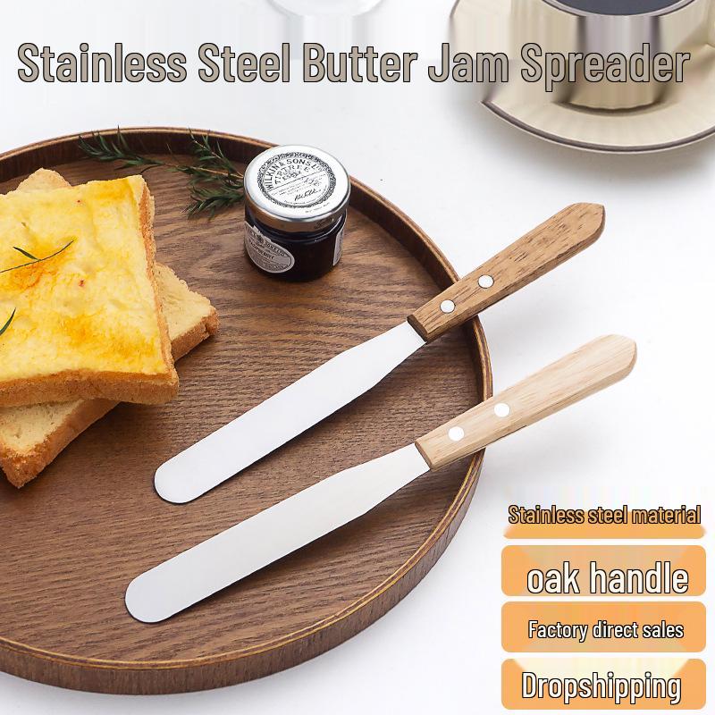 Stainless Steel 430 Cream Spatula with Oak Handle for Daily Use Oak Handle - Natural