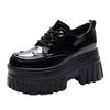Black Loafers Women's 2025 Spring New Thick-soled Small Inner Height Increase Women's Shoes Versatile College Style Small Leather Shoes