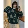Autumn New Loose Slimming round Neck Super Popular Long sleeve Snowflake Christmas sweater Women Thick Warm Outer Wear Knit