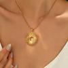 Versatile Sunflower Pendant Necklace - Stainless Steel, 18K Gold Plated, Fashionable Cross Design