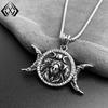Xiweier Dark Double Moon Pendant Necklace - Unisex Style