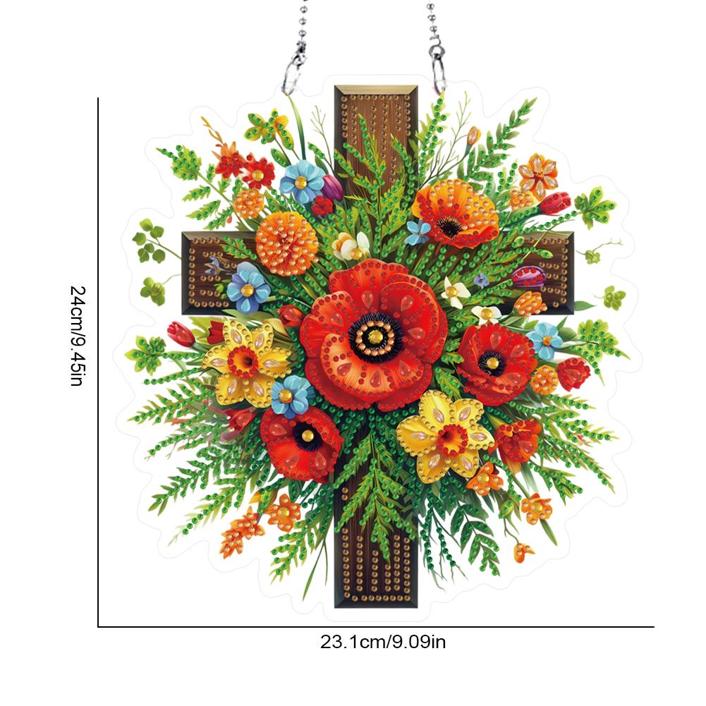 Cross Flower 2D Flat DIY Special Shape Rhinestone Diamond Art Window Pendants Diamond Painting Set Home Wall Decoration Crafts