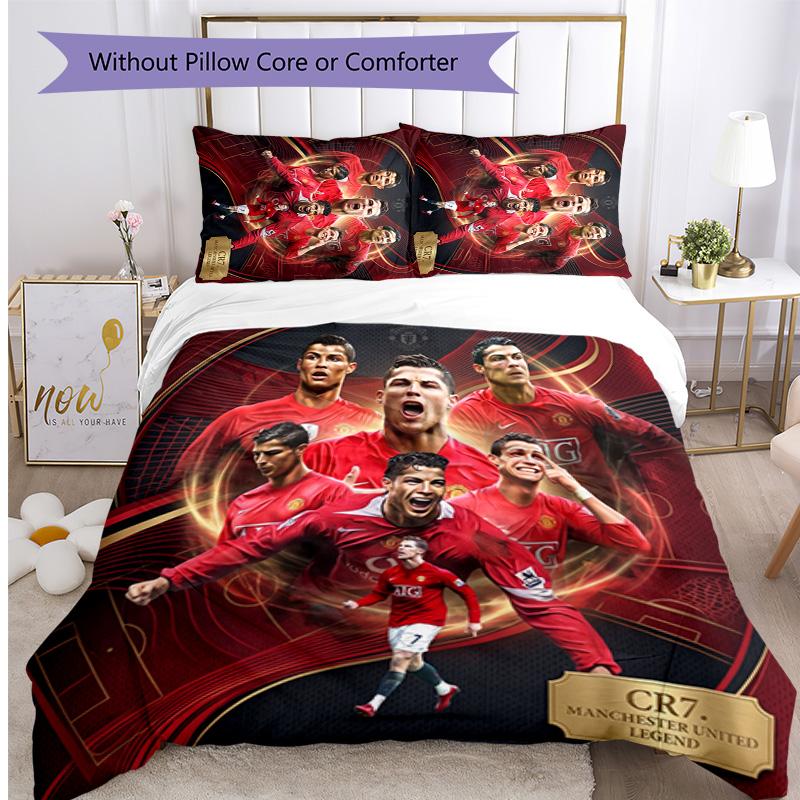 Set Lenzuola Stampate Cristiano Ronaldo 3 Pezzi Copriletto Accogliente Traspirante come Regalo per Inaugurazione Casa o Festa