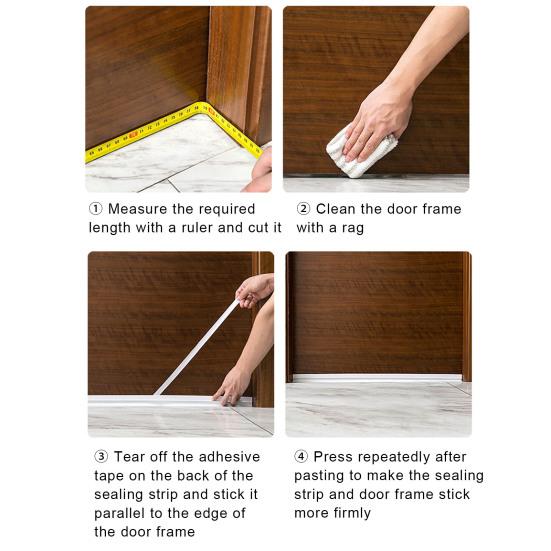 Door Bottom Sealing Strip Wear-Resistant Good Flexibility 3mm Thick PVC Adhesive Door Sweep