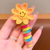 1PC New Lovely Beaded Big Flowers Elastic Spiral Hair Rope Head Rope Ponytail Hair Ring Rubber Band Headdress For Kids