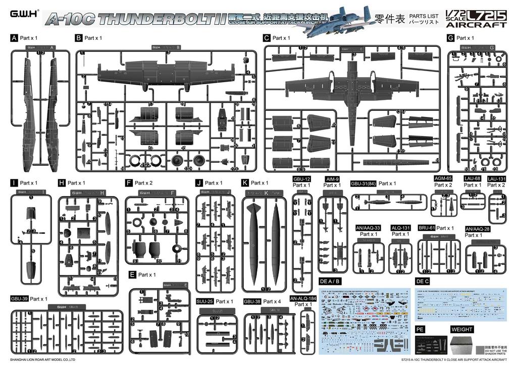 Great Wall Hobby American Attack Aircraft Plastic Model L7215 1/72 A-10C (Airplane)