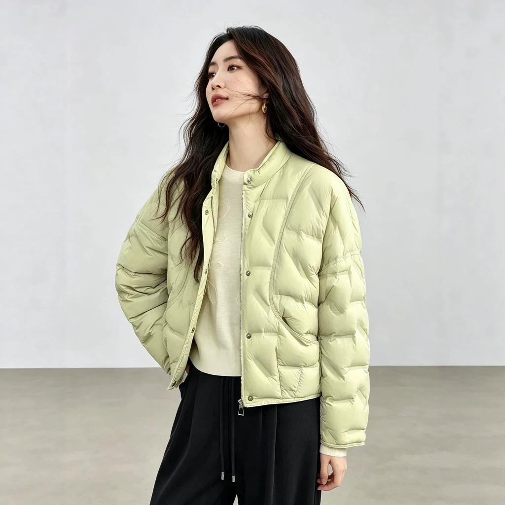 High-end white duck down pressed down jacket women's short winter fashion simple light and thin warm jacket