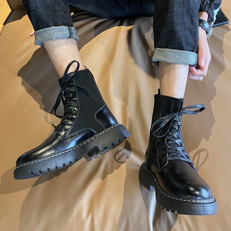 

Ботинки Мартин мужские высокие берцы британский стиль тренд универсальные рабочие ботинки мужская обувь осень и зима бархатные черные средней высоты мужские ботинки 39