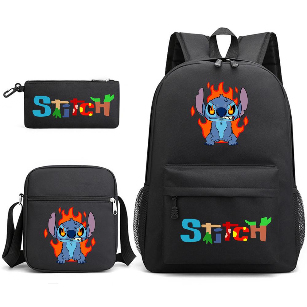 Interstellar Baby Stitch Three-Piece School Bag Cartoon Peripheral Printed Polyester Backpack Student School Bag Leisure Bag