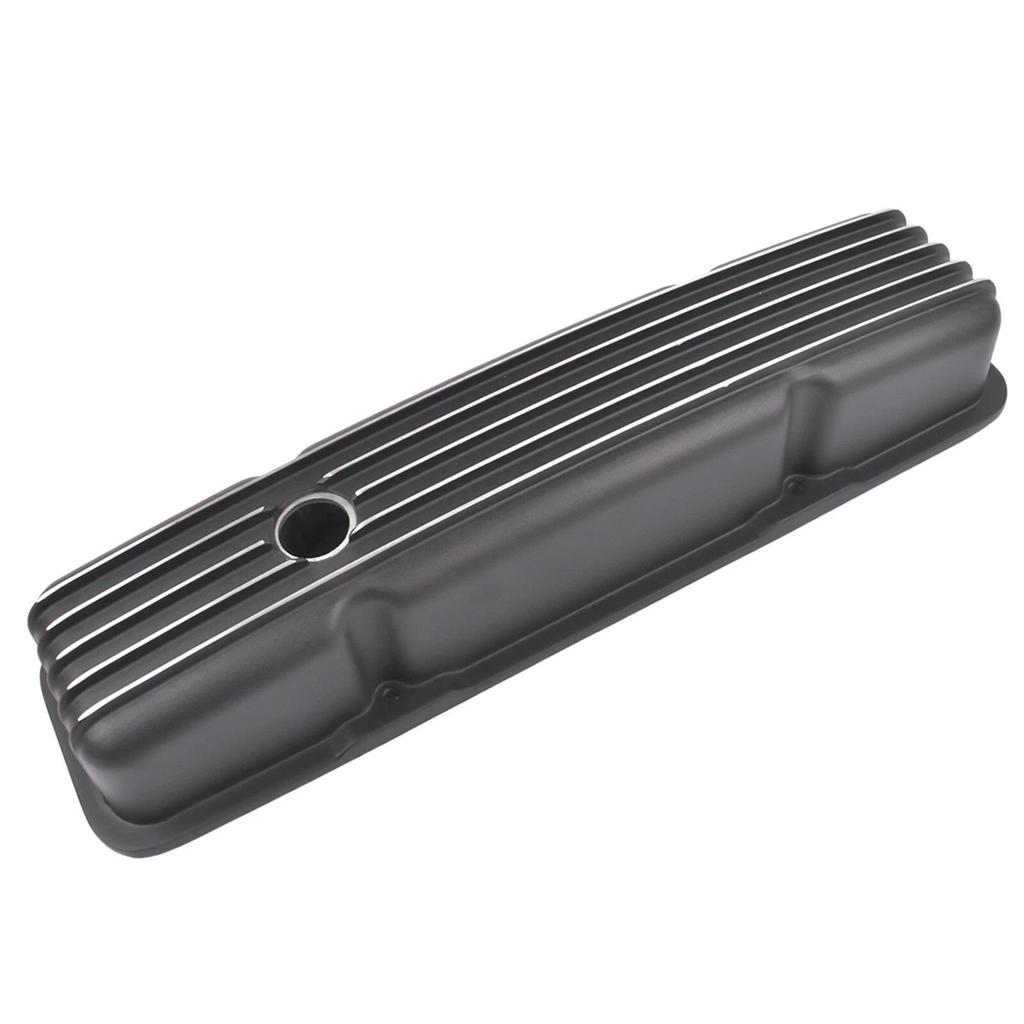 SBC 283-400 Höga Fena Polerade Aluminium Ventilkåpor, Passar '58-'86 Modeller