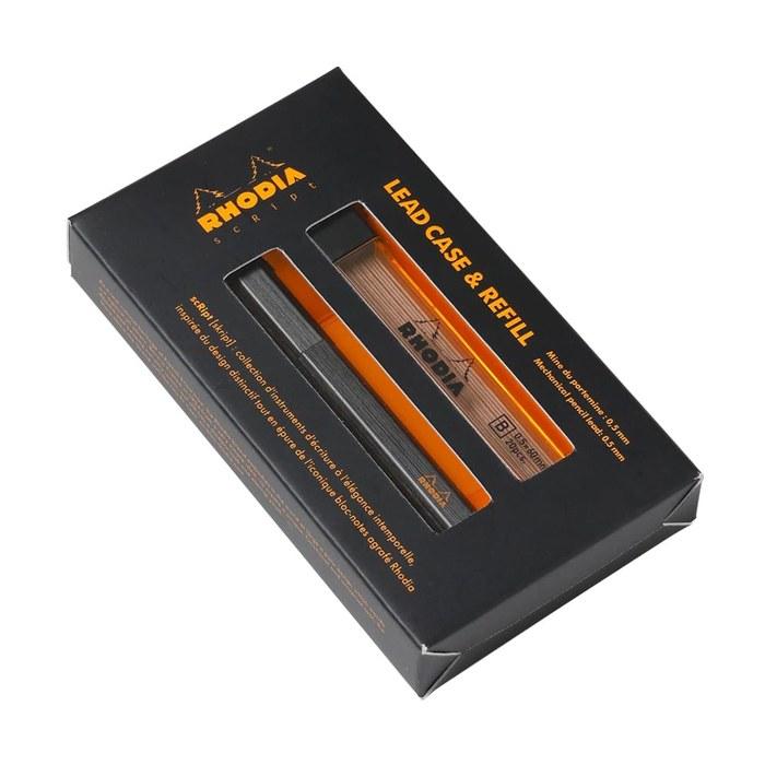 Rhodia Script Mechanical Pencil Lead Case Refill Set 0.5mm Aluminum Body Anodized Black RHODIA Cf9358