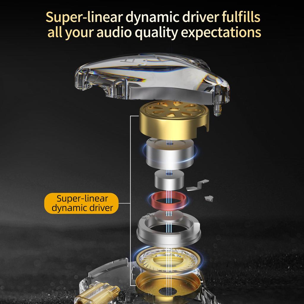 KZ EDX Lite Wired Headphones with 1DD 10mm Dynamic HIFI Sound Sound Deep Ergonomic Bass Compatible with Multiple for Music and Gaming with Earphones,