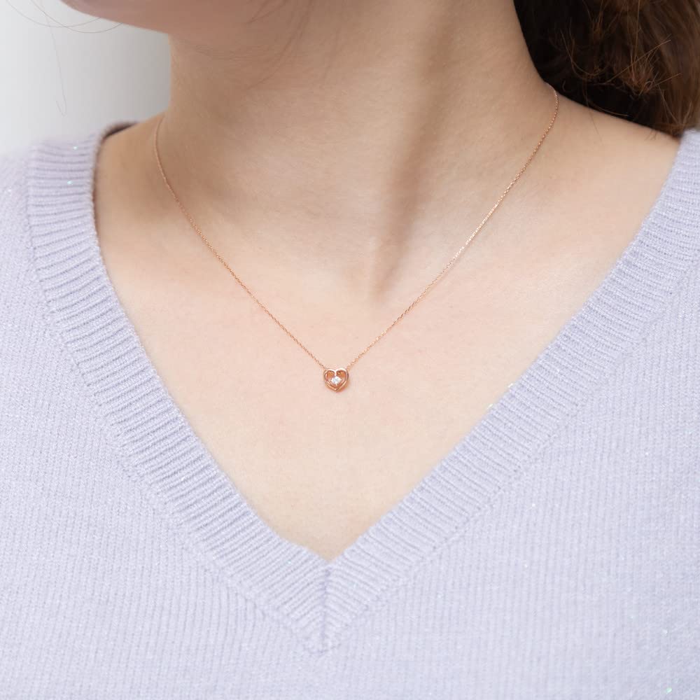 Cubic zirconia K10 pink gold heart motif necklace [ESTELLE] [WEB limited] 0452-1192-0013-0000