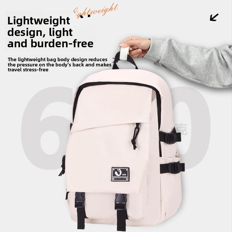 Large Capacity Solid Color Student Backpack With Anti Wear And Waterproof Technology For University And School