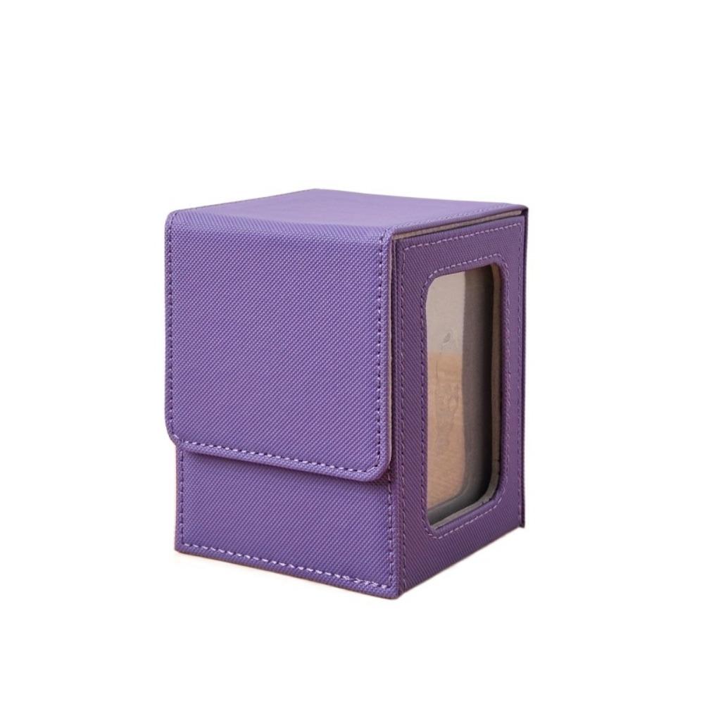 

PU Window Collection Box Moisture-proof Stain-resistant Card Deck Box Magnetic Closure with Lid Jewelry Storage Box Sports Cards фиолетовый