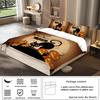 3 down duvet covers with black cat pumpkin bat print (1 down duvet cover+2 pillowcases, no core) Halloween bedding set