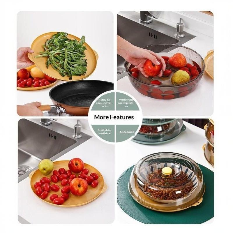 Kitchen Dust Proof Food Cover Stackable Heat Preservation Reusable Transparent Lid for Family Gathering Party