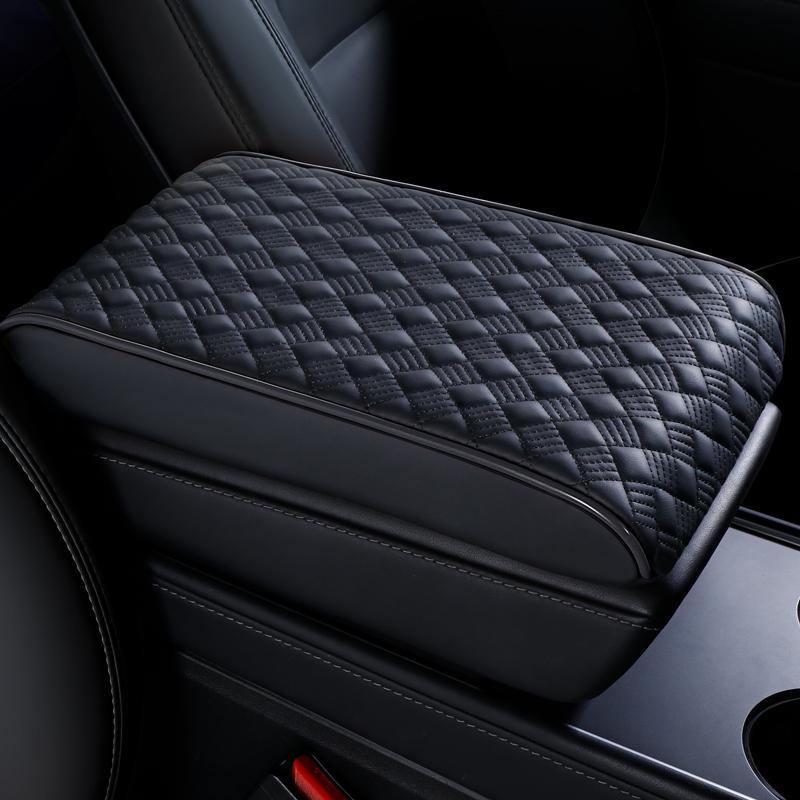 Premium Nappa Leather Car Center Console Pad & Riser Cushion - Comfortable, Scratch & Wear Resistant Universal Armrest Cushion