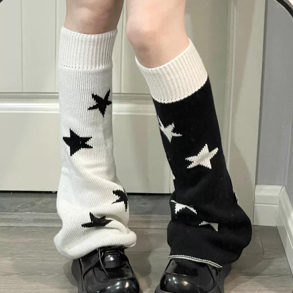 Y2K Hot Girl Star Flared Wide Leg Sock Sleeves Knit Thick Warm Slimming Subculture JK Slouch Socks