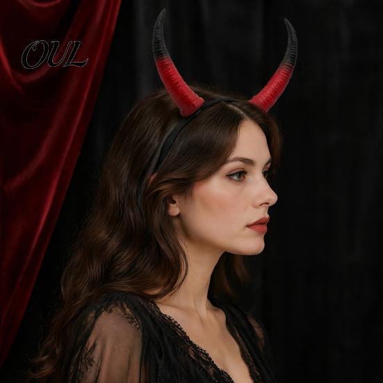 Cosplay Horn Kopfschmuck Halloween Widder Stirnband, Abnehmbares Teufel für Dunkle Ästhetik Dämonenhörner Karnevalsparty, Festival Haaraccessoire, Bühne