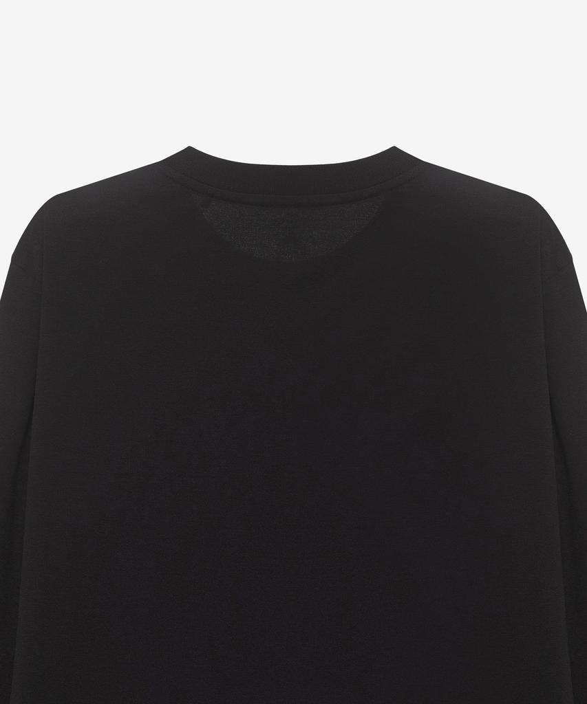BASIC HOUSE Women'S Cool Sorona Semi-Overfit Round Neck Long Sleeve T-Shirt Black Lzts3201