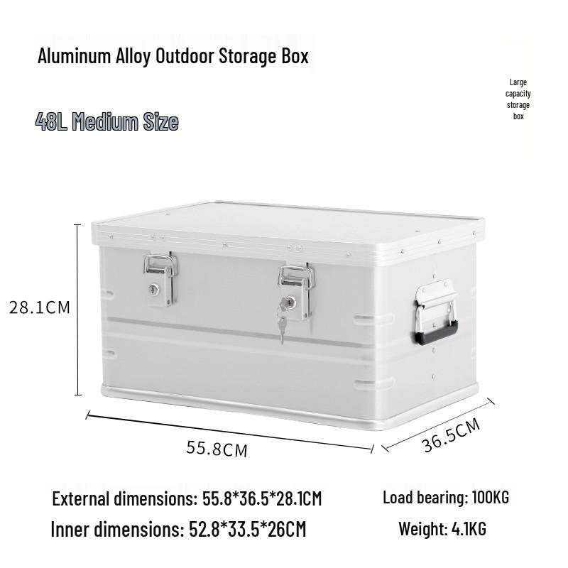 Aluminum Alloy Large Capacity Roof-Mount Camping Storage Box with Lock