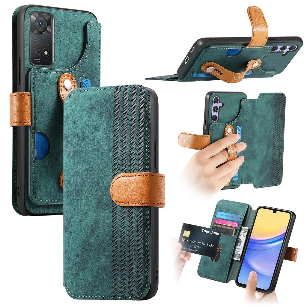 Wristband Cards Solt Wallet Leather Flip Case For Xiaomi Redmi Note 13 Pro Plus 13T 13C 12 11 POCO X6 14T Bag Pocket Book Cover