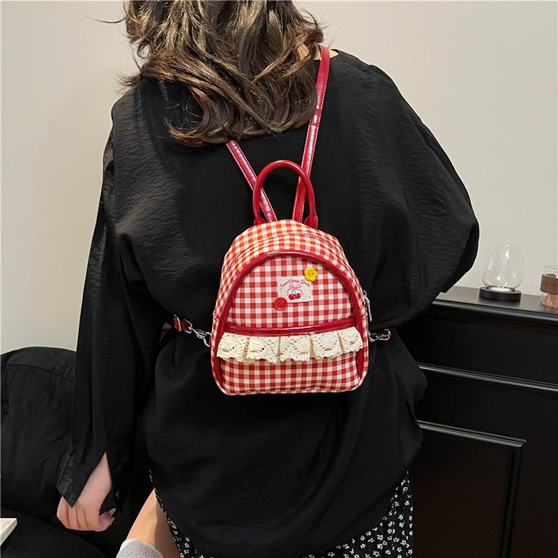 Contrast Color Backpack Bag Women's Bag New Trendy Niche Design High-end Bow Small Backpack