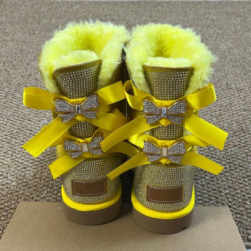 Womens Mid-Calf Snow Boots With Rhinestone