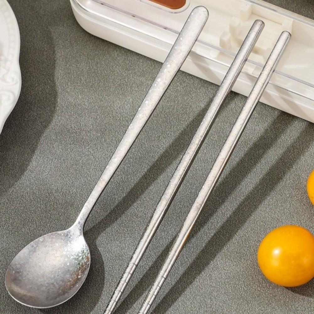 2 in 1 Student Cutlery Lightweight Camping Spoon Tableware Travel Flatware  Kitchen Accessories